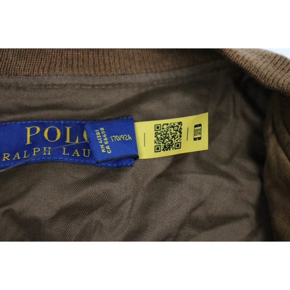 Polo Ralph Lauren Suede Flight Jacket Mens S Brown Full Zip Classic Bomber